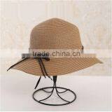 QXSH0009 With Rope Decoration Summer Straw Hat New Beach Fedora Wide Brim thumbnail-1