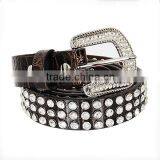 Crocodile Leather Design Rhinestone Belt thumbnail-1
