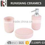 Pink Glazed Ceramic Bathroom Accessories Set thumbnail-1