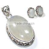 Wholesale Natural Stone Jewelry Set 925 Silver Jewelry Handmade Pendant Studs thumbnail-1