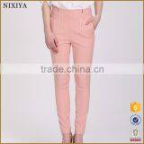 Women Lady Pink With Zip Casual Long Pants Trousers thumbnail-1