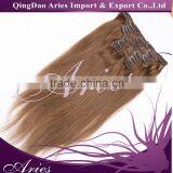 Wholesale Clip in Hair Extension REMY Cheap 100% Human Hair Dark Color Clip in Hair Extension thumbnail-5