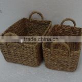 Rectangular Water Hyacinth Basket Set/2 with Handles