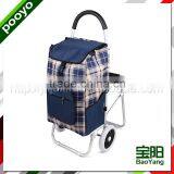 Heavy duty aluminum shopping trolley with bag&chair for eldly