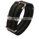 Black Grey Black Gray Stripe Nylon Canvas Wrist Watch Band thumbnail-1