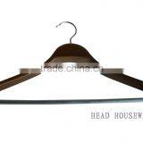 HH Laminated Wooden Hanger With Metal Bar , Dark Brown Wood Hanger Hot Sale Hanger thumbnail-1