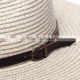 2016 Simple Belt Paper Straw Panama Fedora Hats thumbnail-3