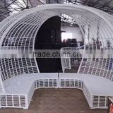 Rattan outdoor sofa daybed with rattan dome canopy