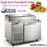 Commercial Single Door Pizza Bench Fridge With GN Pans