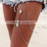 Fashion coin multilayer tassels leg chain