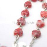Glaze Small Heart Rosary,religious Rosary Decate , Glass Beaded Rosary thumbnail-4