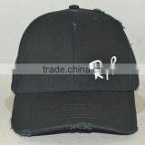 Professional Custom 6 Panel / 100% Cotton/black/white Embroidery Trademark/washed Baseball Cap