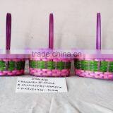 Easter/Spring Bamboo Basket Lined With Colorful Feather thumbnail-1