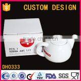 Custom Logo White Ceramic Eco Friendly Tea Kettle thumbnail-1