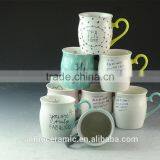Ceramic Enamel Mug /coffee Mug Shapes 350 ml / 12 Oz Stoneware Print Mugs With Glazed Handle thumbnail-2