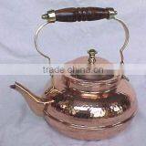 BPA Free Solid Copper Polished Tea Kettle, Water Kettle, Cute Brew Kettle, Portable Tea Kettle, Stovetop Kettle thumbnail-1