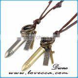 Wholesale Bronze Tone Anchor Pendant Necklace Brown Adjustable Vintage Leather Cord Necklace thumbnail-3