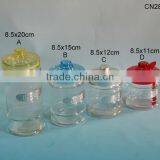 Clear Cylinder Glass Cookie Jar With Plastic Lid and Tin Sticker thumbnail-1