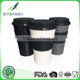 Pretty Design Degradable Wholesale Bamboo Fiber Coffee Cup With Silicone Lip and Sleeve thumbnail-4