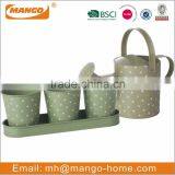 Set of 3 With Tray Decal Metal Mini Flower Pot thumbnail-2