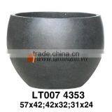 Light Fiberglass Poly Resin Terrazzo Black Round Planter thumbnail-1