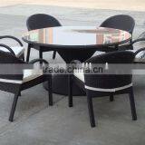 Round Table and Chair Set Rattan Dining Set Wicker thumbnail-1