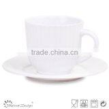 Delicate White Color Emboss Ceramic Dinner Set With Vertical Stripe Decoration thumbnail-3