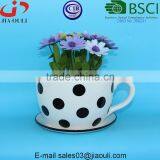 With Black Polka Dots Ceramic Cup With Saucer for Flowers thumbnail-2