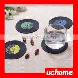 UCHOME 6pcs/ Set Novelty Vinyl Silicone Record Retro CD Type Drink Coasters Cup Mats thumbnail-2