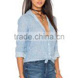 2016 Latest Girls Linen Shirt Fashion Design OEM Service thumbnail-2