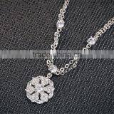 925 Silver Unique Chain Snowflake Diamond Pendant Necklace thumbnail-2