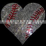 Rhinestone Transfer " Crystal Baseball Heart " Hotfix , Iron On, Bling thumbnail-1