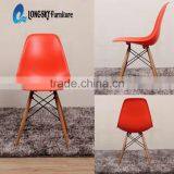 LS-4001 Modern Design Hot Selling Custom Made Stackable Plastic Chair With Wooden Leg thumbnail-2
