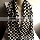 Black and White Checkered Scarf, Checkered Infinity Scarf, Women Accessories, Gift Ideas thumbnail-6