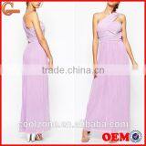 Latest one shoulder maxi dress design women plus size women clothing manufacturers