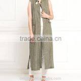 Fashion Ladies Pocket Red Long Vest Pattern thumbnail-3