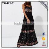 Sleeveless Paid With Paypal Long Flower Print Black Maxi Dress Long Casual thumbnail-1