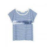 2017Women Short Sleeve T-Shirts Different Size for Choice Patchwork Striped thumbnail-2