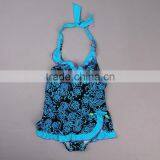 2016 Children Fashion Swimwear For Girls Blue Polyester And Lycra Flower Printed One Piece Bathing Suit Kids Swim Wear SR40417-3 thumbnail-1
