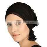 High Quality African New Fashion Sequins Velvet Turban Gele Muslim Headscarf With Beads in White thumbnail-4