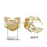 Copper Adjustable Rings Round Gold Plated Pattern Hollow 16.5mm thumbnail-2
