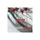 700C Carbon Wheels Tubular 50MM Black Spokes Red Hubs 3K Matt thumbnail-3