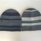 Quality Acrylic Contrast Color Jacquard Knitted Men Beanie Hat thumbnail-1