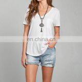Customized Oem Casual Cotton Slub Fabric Womens T Shirts thumbnail-2