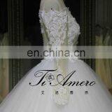 Latest Ball Gown Custom Made Long Sleeve Puffy Wedding Dress Lace Beading Bridal Dress Tiamero 1A946G thumbnail-5