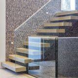 Wooden Step Single Stringer L Shape Staircase With Tempered Frameless Glass Railing for Small Space thumbnail-5