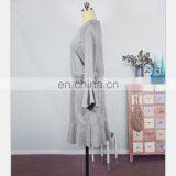 2019 New Autumn Family Look Mother Daughter Dress Long Sleeve Ruffle Grey Mom and Girls Dress (this Link for WOMAN) thumbnail-3