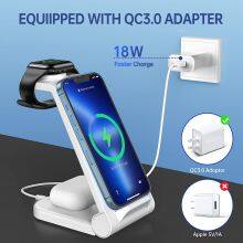 2023 Latest Model Fast 3 in 1 Wireless Charger Stand Dock Foldable Magnetic Quick 23W Support OEM thumbnail-2