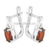 925 Sterling Silver Women Garnet Ring Earring Set thumbnail-5