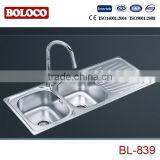 Double Bowl Single Drainer Stainless Steel Sinks-114*48cm BL-839